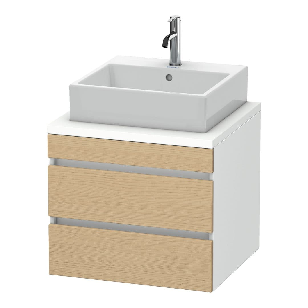 Duravit DuraStyle – Έπιπλο Νιπτήρα – 600 mm, για κονσόλα, 2 συρτάρια, νιπτήρας κέντρο, σώμα White Matt – Natural oak, Decor (DS531503018)