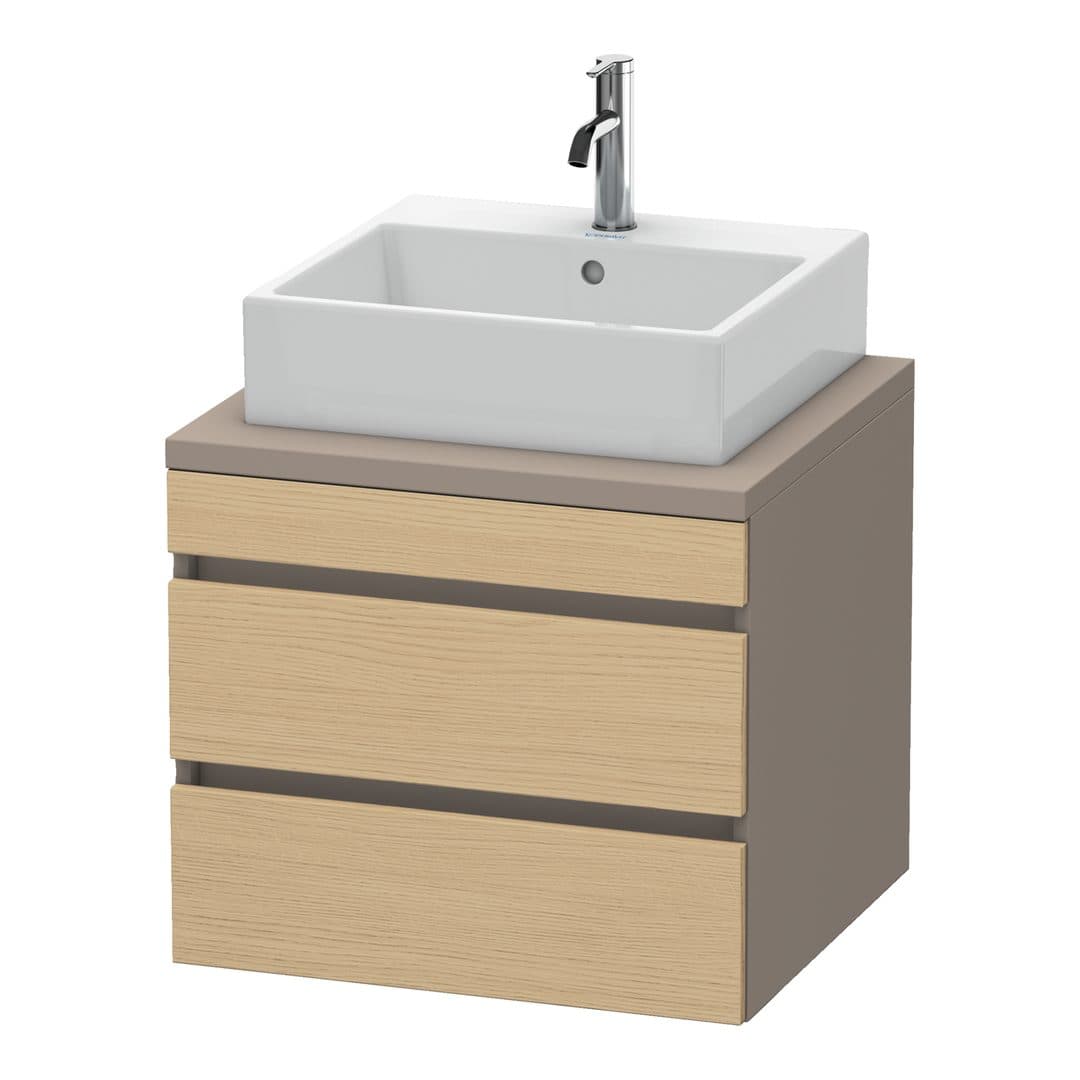 Duravit DuraStyle – Έπιπλο Νιπτήρα – 600 mm, για κονσόλα, 2 συρτάρια, νιπτήρας κέντρο, σώμα Basalte Matt – Natural oak, Decor (DS531503043)