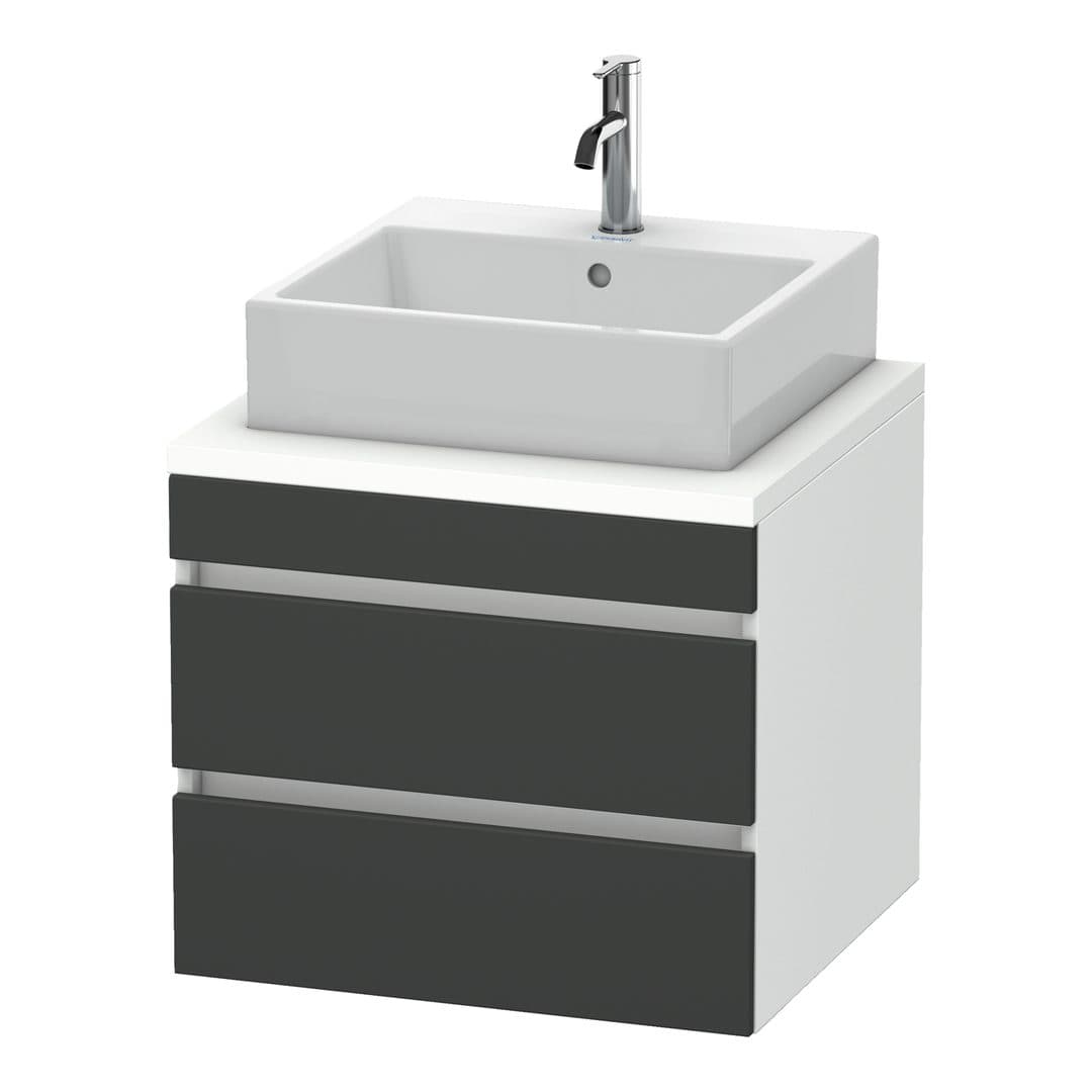 Duravit DuraStyle – Έπιπλο Νιπτήρα – 600 mm, για κονσόλα, 2 συρτάρια, νιπτήρας κέντρο, σώμα White Matt – Graphite Matt, Decor (DS531504918)