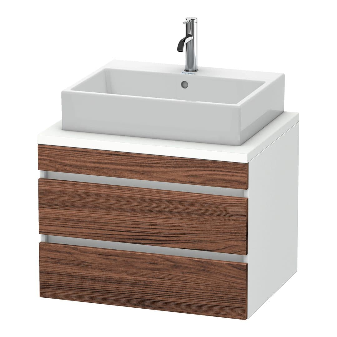 Duravit DuraStyle – Έπιπλο Νιπτήρα – 700 mm, για κονσόλα, 2 συρτάρια, νιπτήρας κέντρο, σώμα White Matt – Walnut dark Matt, Decor (DS531602118)