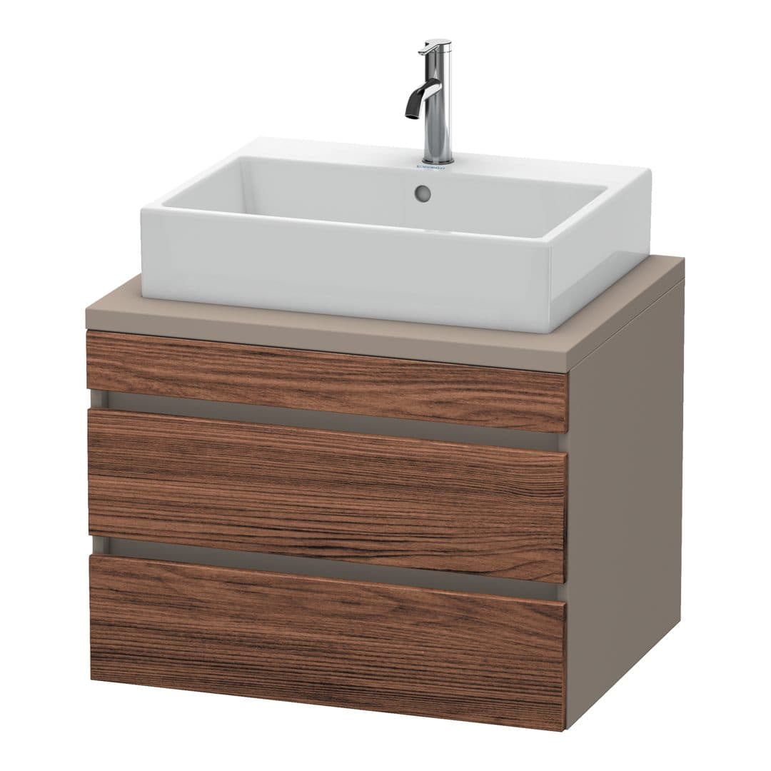 Duravit DuraStyle – Έπιπλο Νιπτήρα – 700 mm, για κονσόλα, 2 συρτάρια, νιπτήρας κέντρο, σώμα Basalte Matt – Walnut dark Matt, Decor (DS531602143)