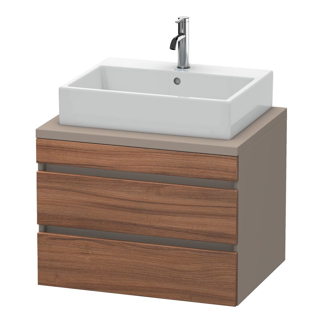 Duravit DuraStyle – Έπιπλο Νιπτήρα – 700 mm, για κονσόλα, 2 συρτάρια, νιπτήρας κέντρο, σώμα Basalte Matt – Walnut Matt, Decor (DS531607943)