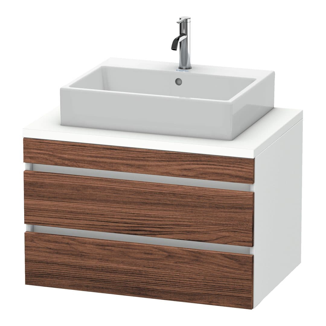 Duravit DuraStyle – Έπιπλο Νιπτήρα – 800 mm, για κονσόλα, 2 συρτάρια, νιπτήρας κέντρο, σώμα White Matt – Walnut dark Matt, Decor (DS531702118)