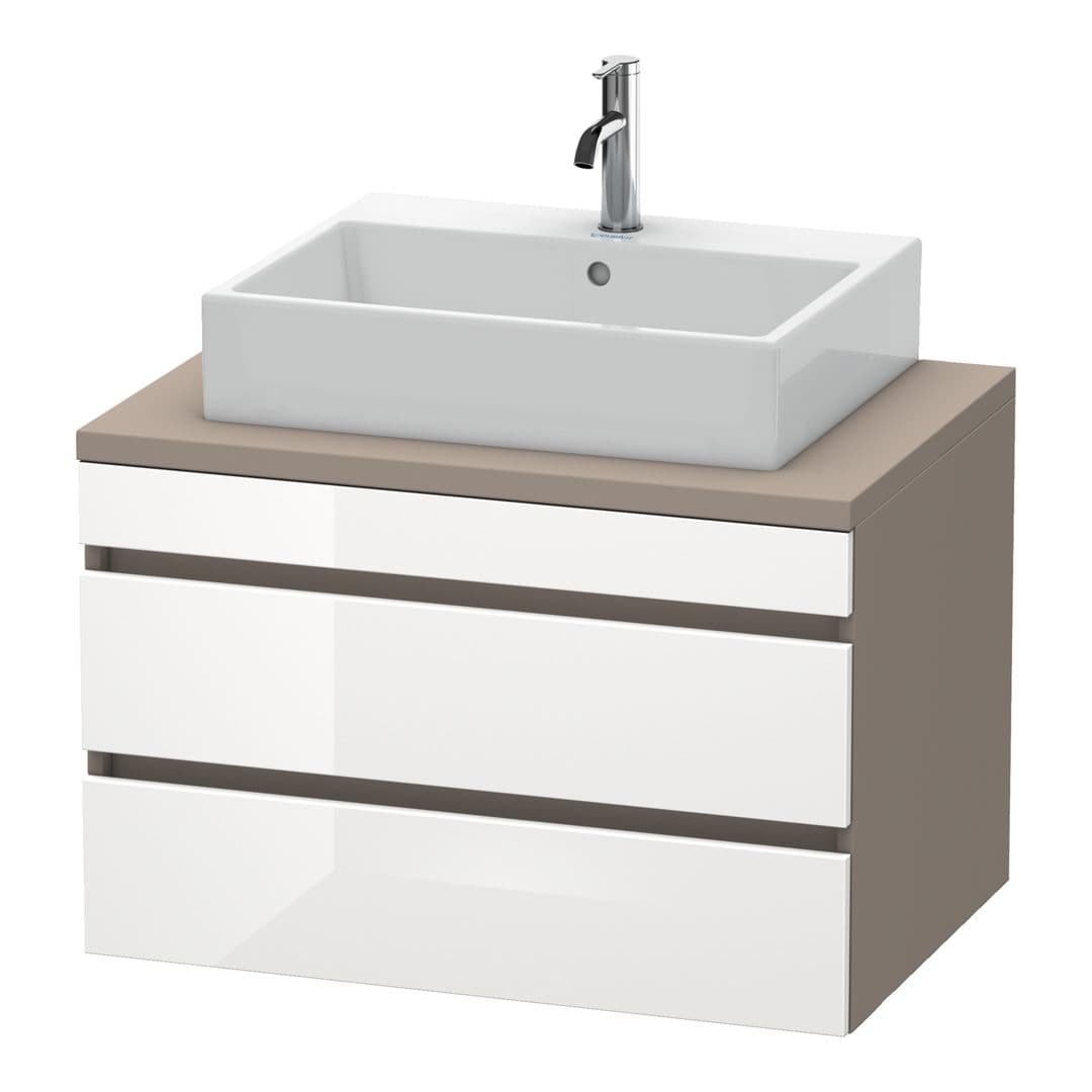 Duravit DuraStyle – Έπιπλο Νιπτήρα – 800 mm, για κονσόλα, 2 συρτάρια, νιπτήρας κέντρο, σώμα Basalte Matt – White High Gloss, Decor (DS531702243)
