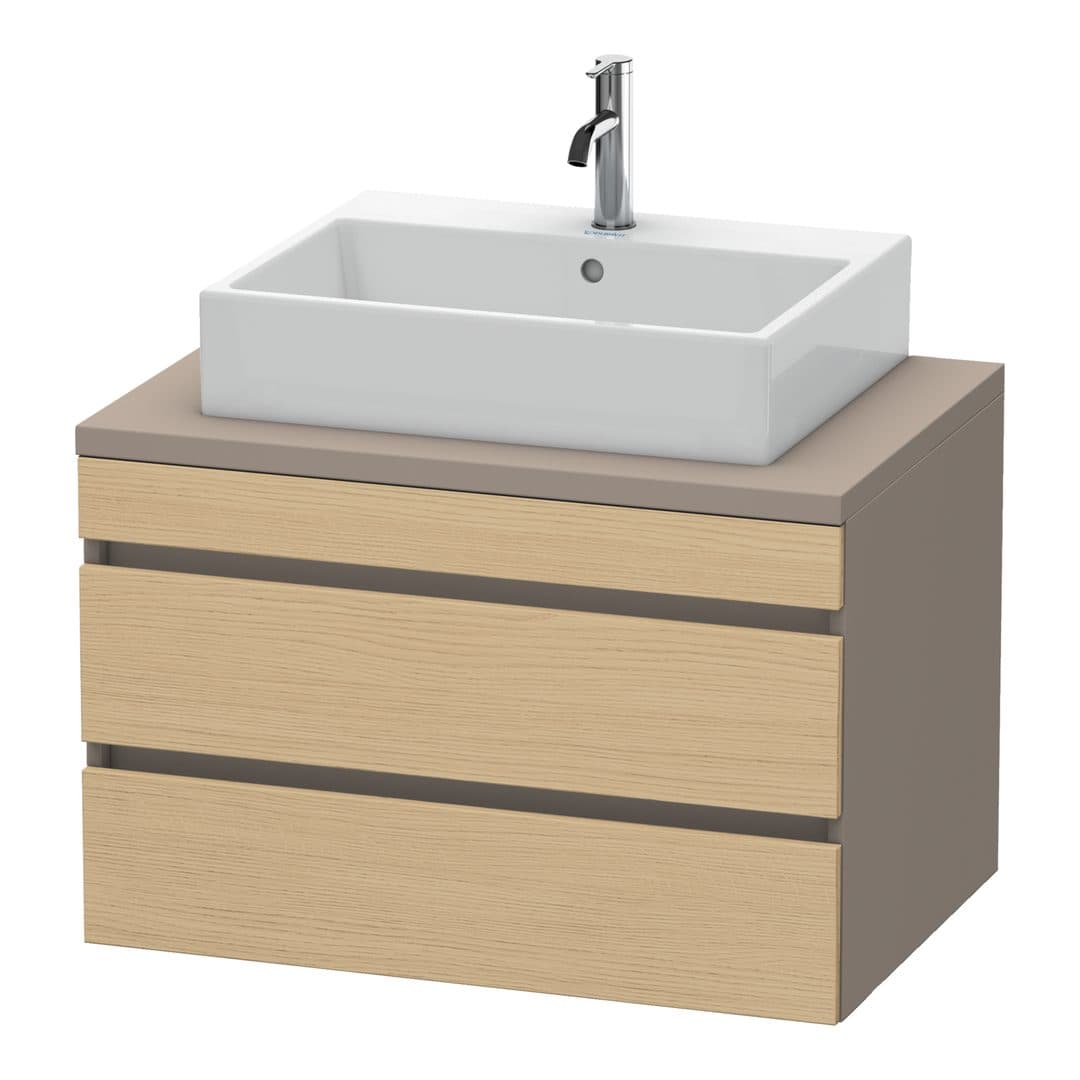Duravit DuraStyle – Έπιπλο Νιπτήρα – 800 mm, για κονσόλα, 2 συρτάρια, νιπτήρας κέντρο, σώμα Basalte Matt – Natural oak, Decor (DS531703043)