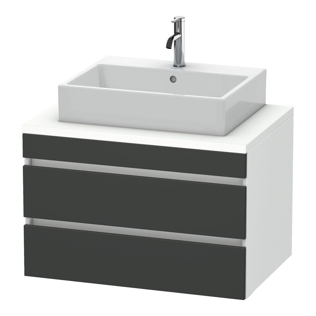 Duravit DuraStyle – Έπιπλο Νιπτήρα – 800 mm, για κονσόλα, 2 συρτάρια, νιπτήρας κέντρο, σώμα White Matt – Graphite Matt, Decor (DS531704918)