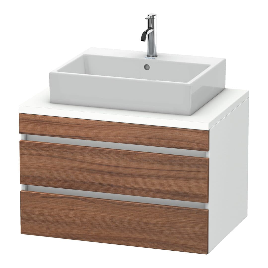 Duravit DuraStyle – Έπιπλο Νιπτήρα – 800 mm, για κονσόλα, 2 συρτάρια, νιπτήρας κέντρο, σώμα White Matt – Walnut Matt, Decor (DS531707918)