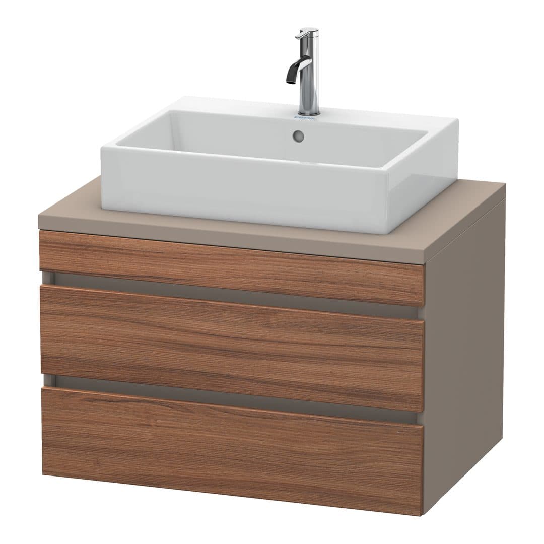 Duravit DuraStyle – Έπιπλο Νιπτήρα – 800 mm, για κονσόλα, 2 συρτάρια, νιπτήρας κέντρο, σώμα Basalte Matt – Walnut Matt, Decor (DS531707943)