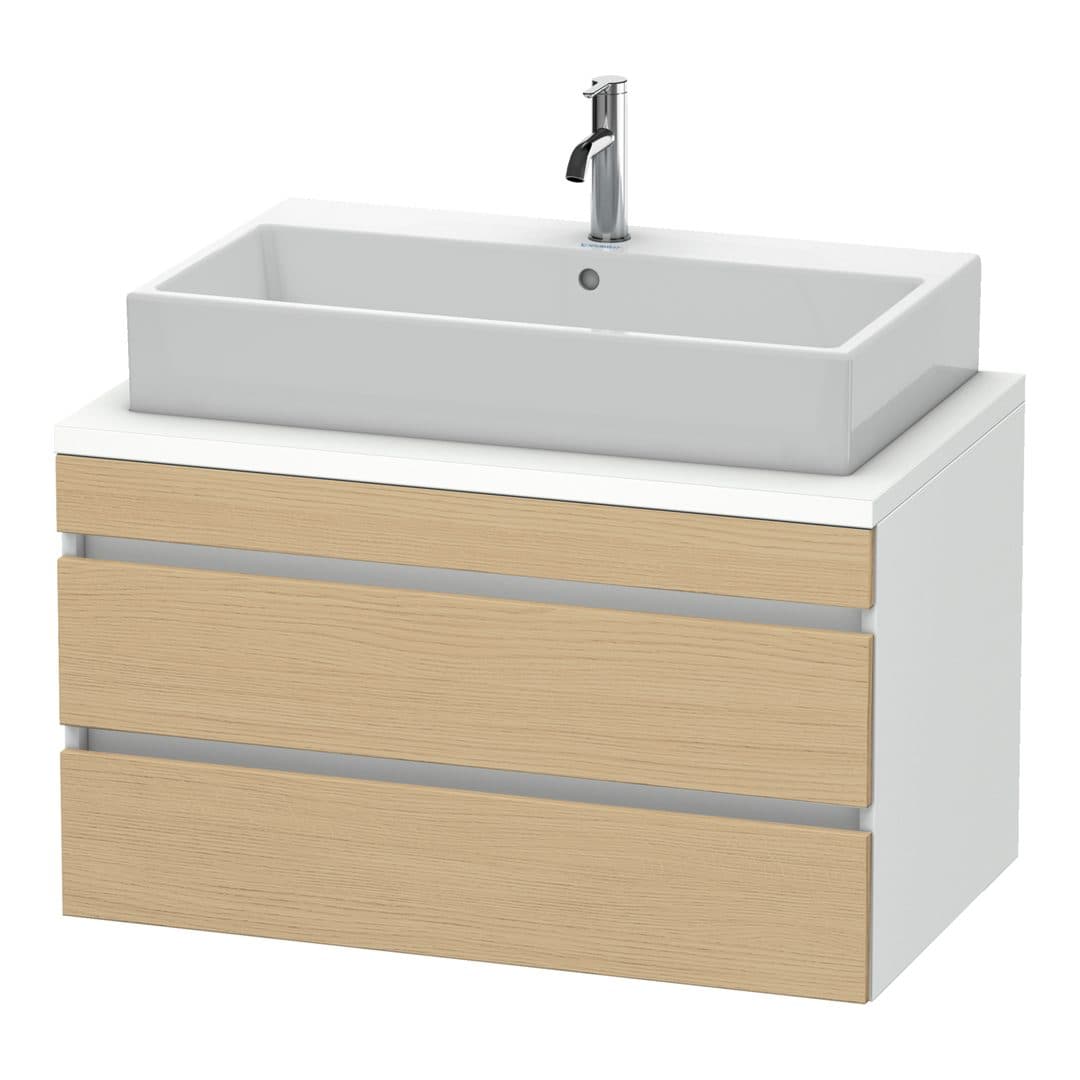 Duravit DuraStyle – Έπιπλο Νιπτήρα – 900 mm, για κονσόλα, 2 συρτάρια, νιπτήρας κέντρο, σώμα White Matt – Natural oak, Decor (DS531803018)