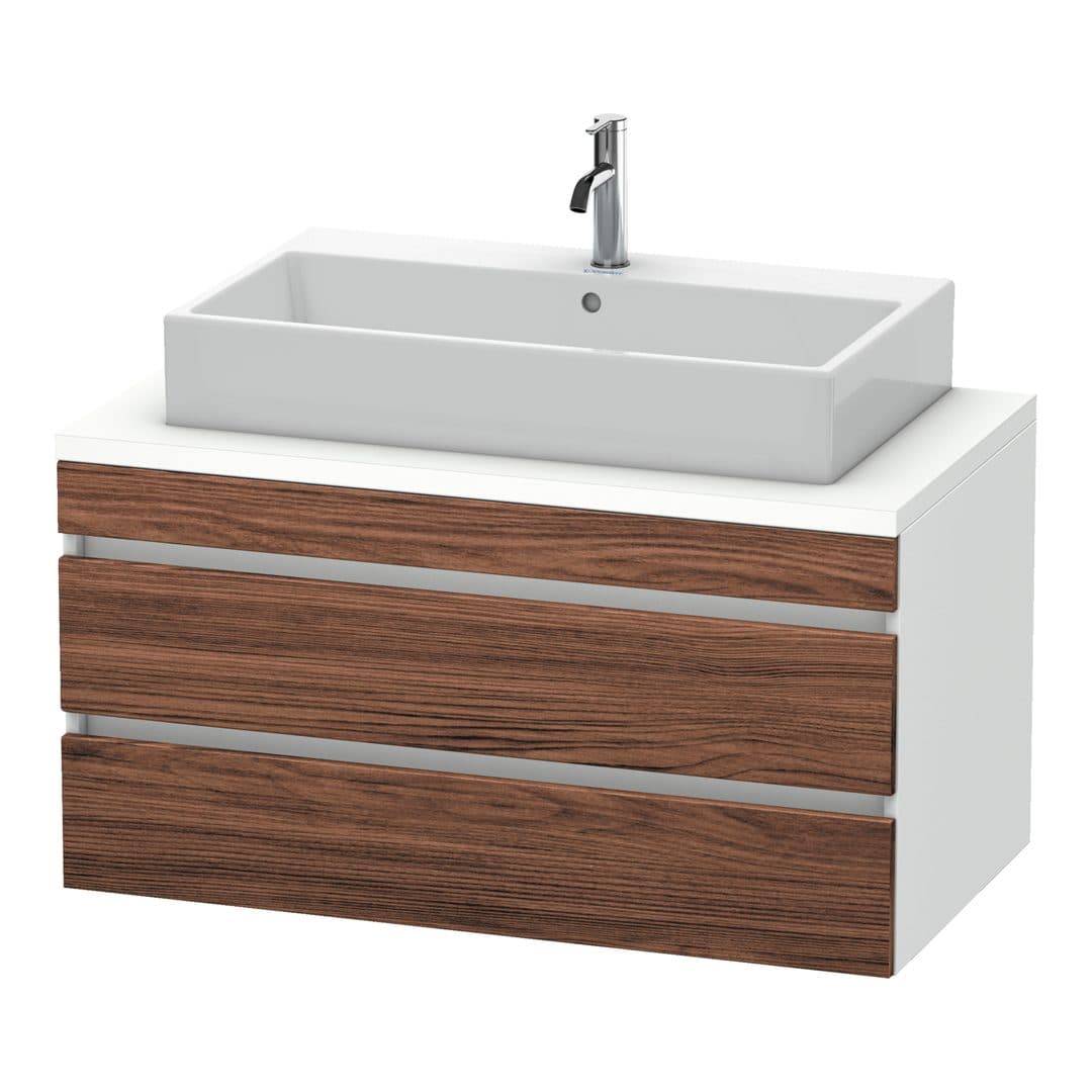 Duravit DuraStyle – Έπιπλο Νιπτήρα – 1000 mm, για κονσόλα, 2 συρτάρια, νιπτήρας κέντρο, σώμα White Matt – Walnut dark Matt, Decor (DS531902118)