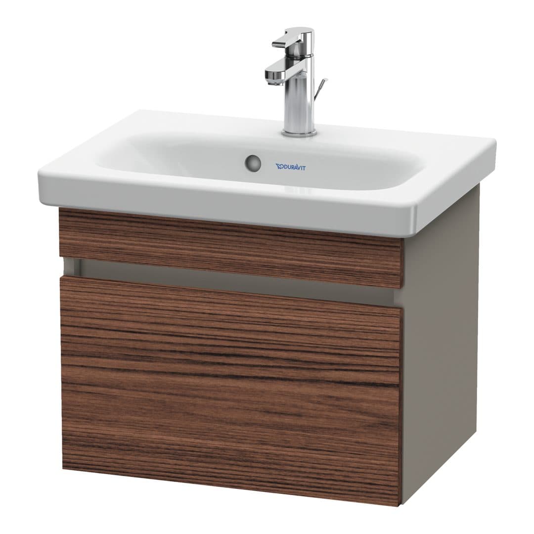 Duravit DuraStyle – Έπιπλο Νιπτήρα – 500 mm, 1 συρτάρι, νιπτήρας κέντρο, σώμα Basalte Matt, Compact – Walnut dark Matt, Decor (DS630302143)