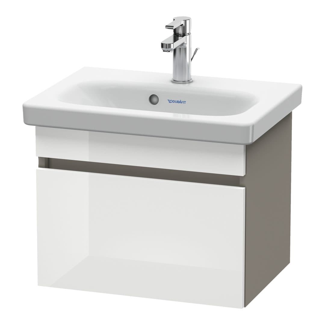 Duravit DuraStyle – Έπιπλο Νιπτήρα – 500 mm, 1 συρτάρι, νιπτήρας κέντρο, σώμα Basalte Matt, Compact – White High Gloss, Decor (DS630302243)