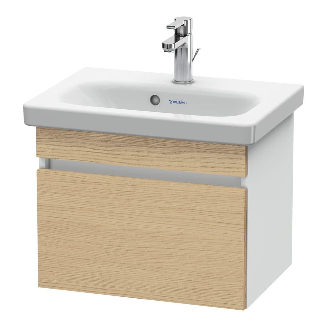 Duravit DuraStyle – Έπιπλο Νιπτήρα – 500 mm, 1 συρτάρι, νιπτήρας κέντρο, σώμα White Matt, Compact – Natural oak, Decor (DS630303018)