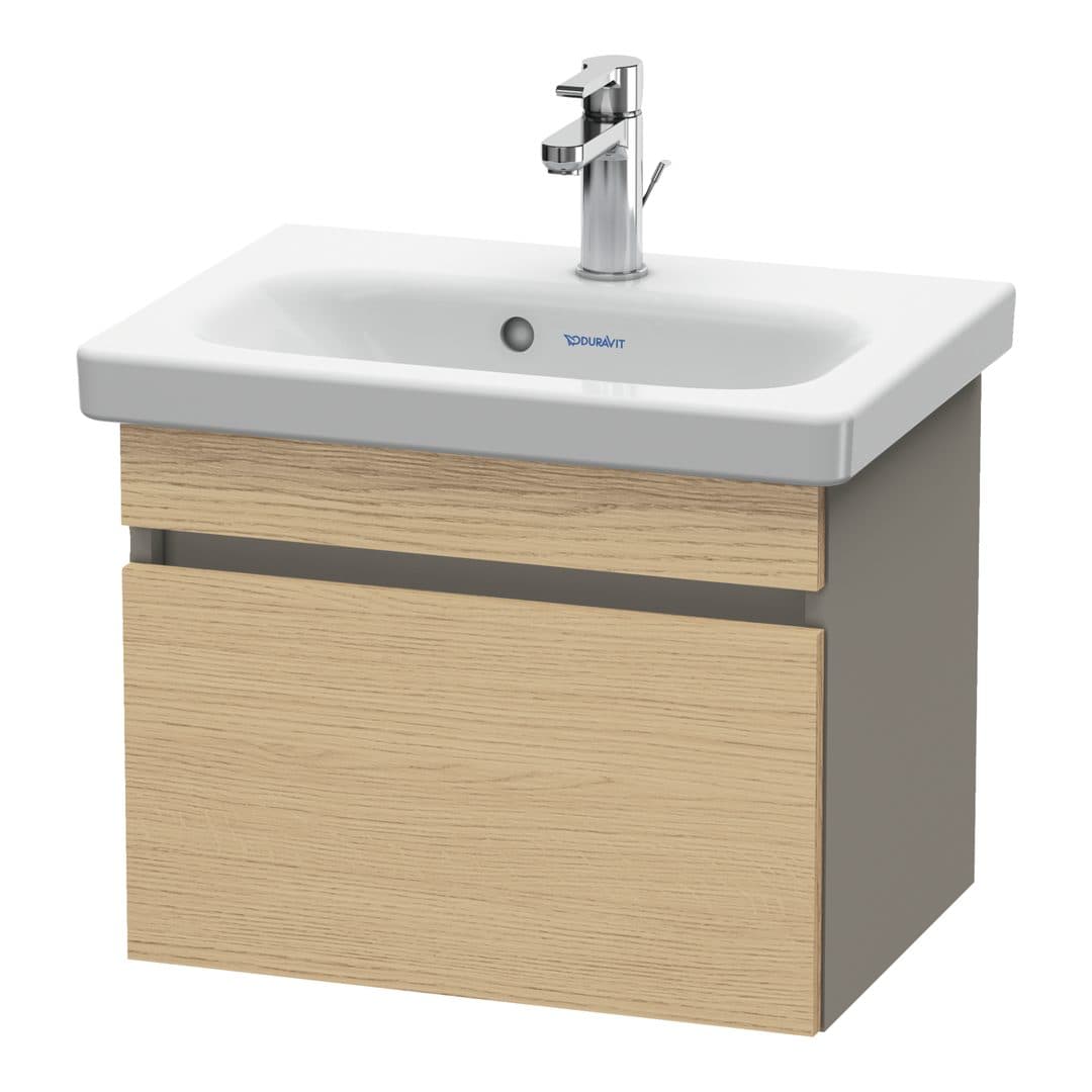 Duravit DuraStyle – Έπιπλο Νιπτήρα – 500 mm, 1 συρτάρι, νιπτήρας κέντρο, σώμα Basalte Matt, Compact – Natural oak, Decor (DS630303043)