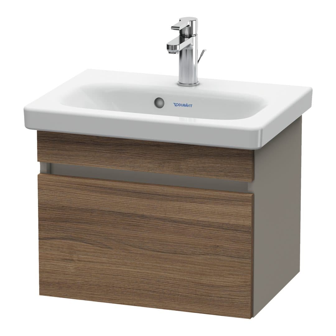 Duravit DuraStyle – Έπιπλο Νιπτήρα – 500 mm, 1 συρτάρι, νιπτήρας κέντρο, σώμα Basalte Matt, Compact – Walnut Matt, Decor (DS630307943)