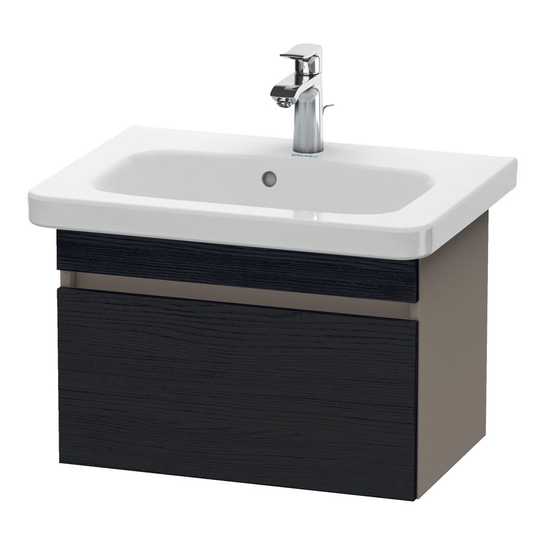 Duravit DuraStyle – Έπιπλο Νιπτήρα – 580 mm, 1 συρτάρι, νιπτήρας κέντρο, σώμα Basalte Matt, Compact – Black oak Matt, Decor (DS637901643)