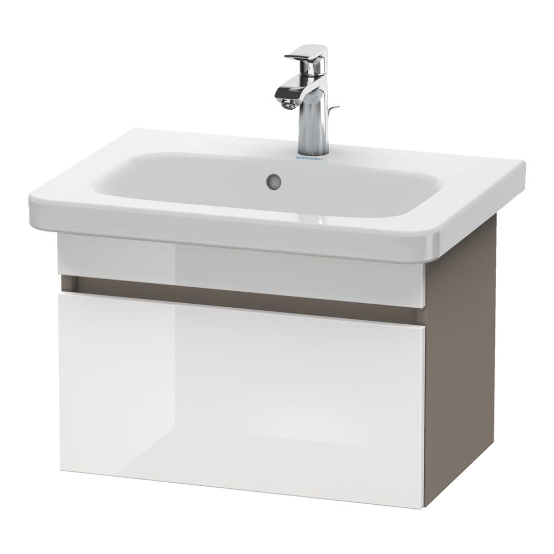 Duravit DuraStyle – Έπιπλο Νιπτήρα – 580 mm, 1 συρτάρι, νιπτήρας κέντρο, σώμα Basalte Matt, Compact – White High Gloss, Decor (DS637902243)
