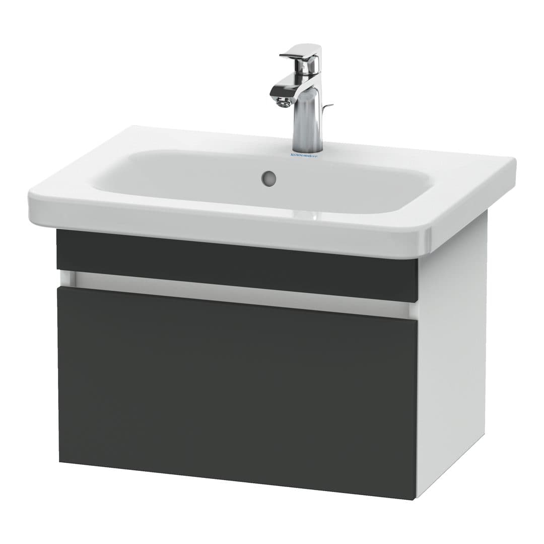 Duravit DuraStyle – Έπιπλο Νιπτήρα – 580 mm, 1 συρτάρι, νιπτήρας κέντρο, σώμα White Matt, Compact – Graphite Matt, Decor (DS637904918)