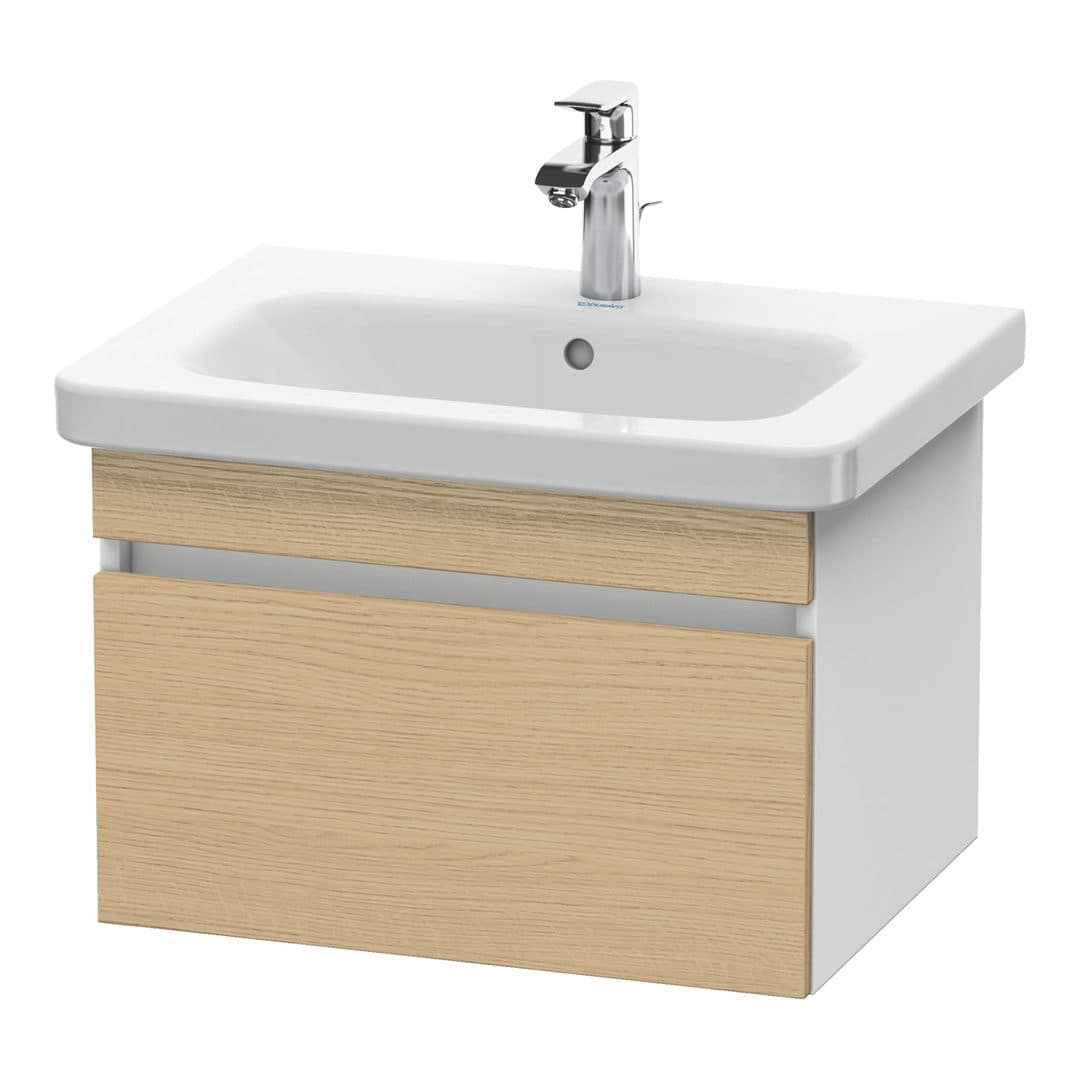 Duravit DuraStyle – Έπιπλο Νιπτήρα – 580 mm, 1 συρτάρι, νιπτήρας κέντρο, σώμα White Matt – Natural oak, Decor (DS638003018)