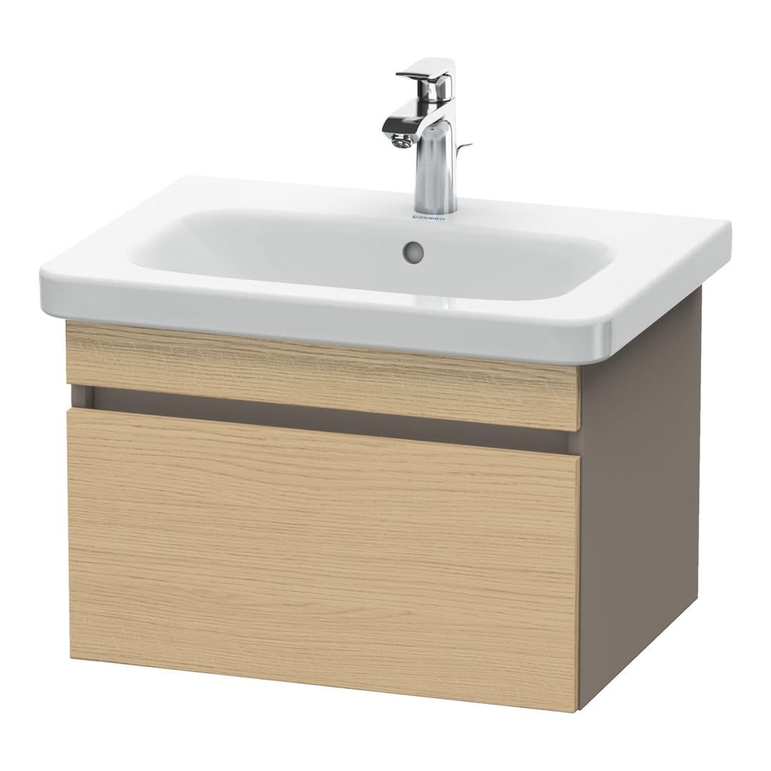 Duravit DuraStyle – Έπιπλο Νιπτήρα – 580 mm, 1 συρτάρι, νιπτήρας κέντρο, σώμα Basalte Matt – Natural oak, Decor (DS638003043)
