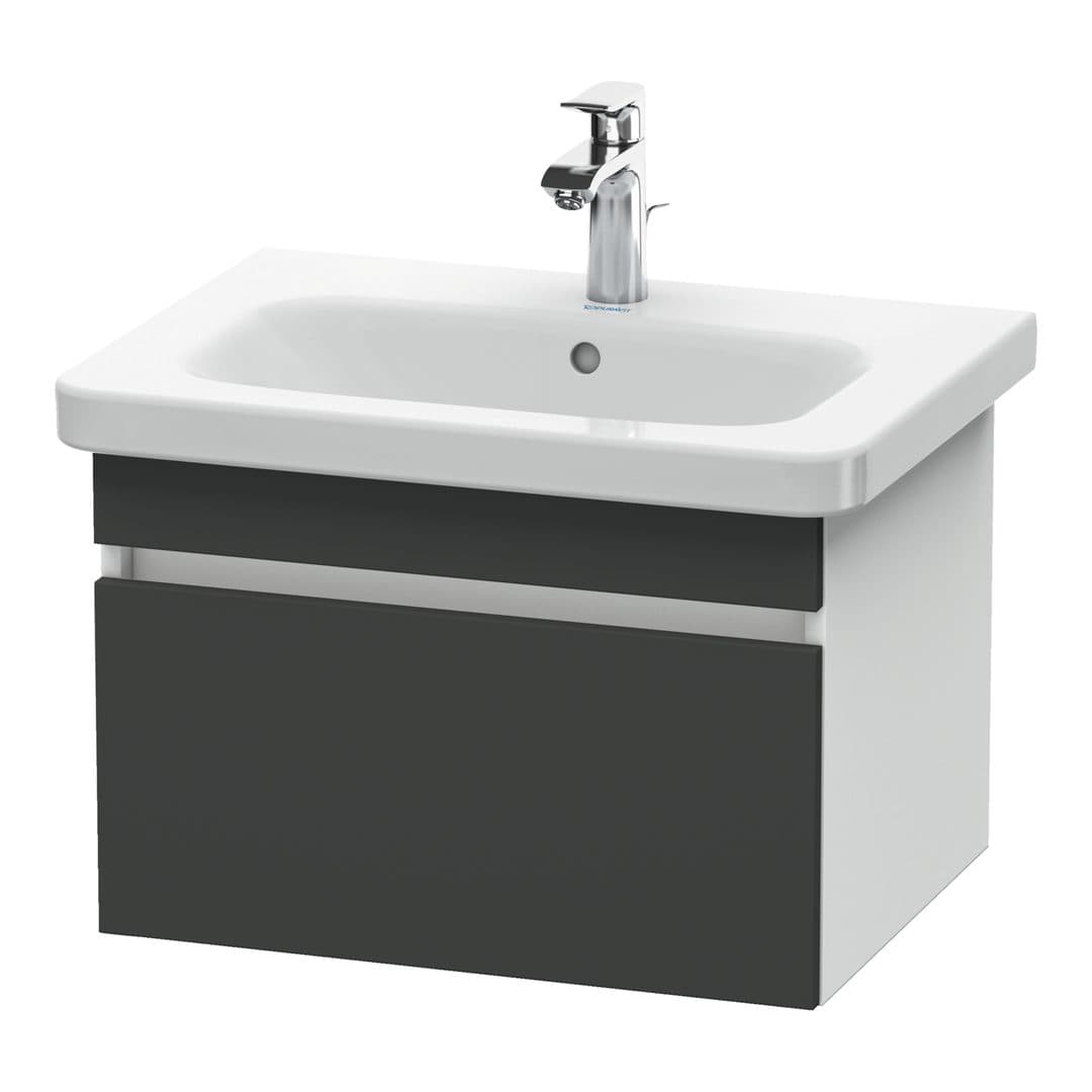 Duravit DuraStyle – Έπιπλο Νιπτήρα – 580 mm, 1 συρτάρι, νιπτήρας κέντρο, σώμα White Matt – Graphite Matt, Decor (DS638004918)