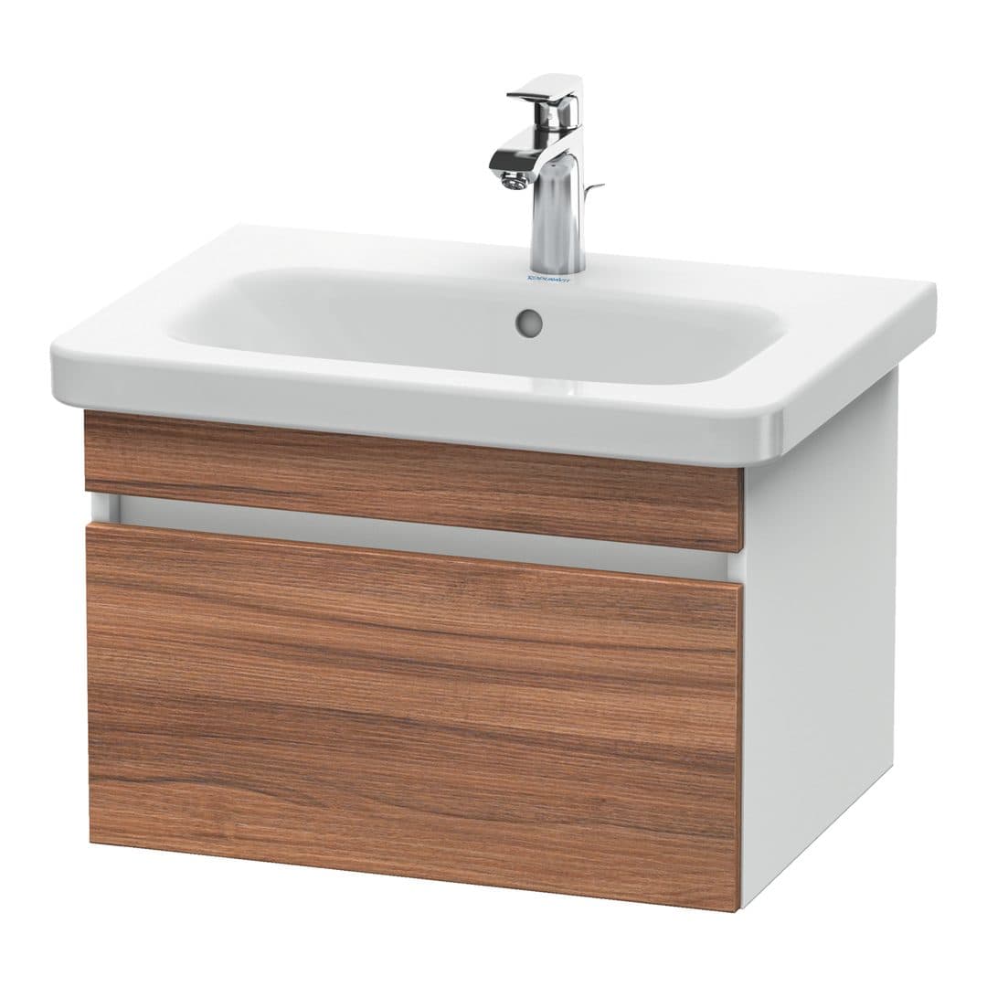Duravit DuraStyle – Έπιπλο Νιπτήρα – 580 mm, 1 συρτάρι, νιπτήρας κέντρο, σώμα White Matt – Walnut Matt, Decor (DS638007918)
