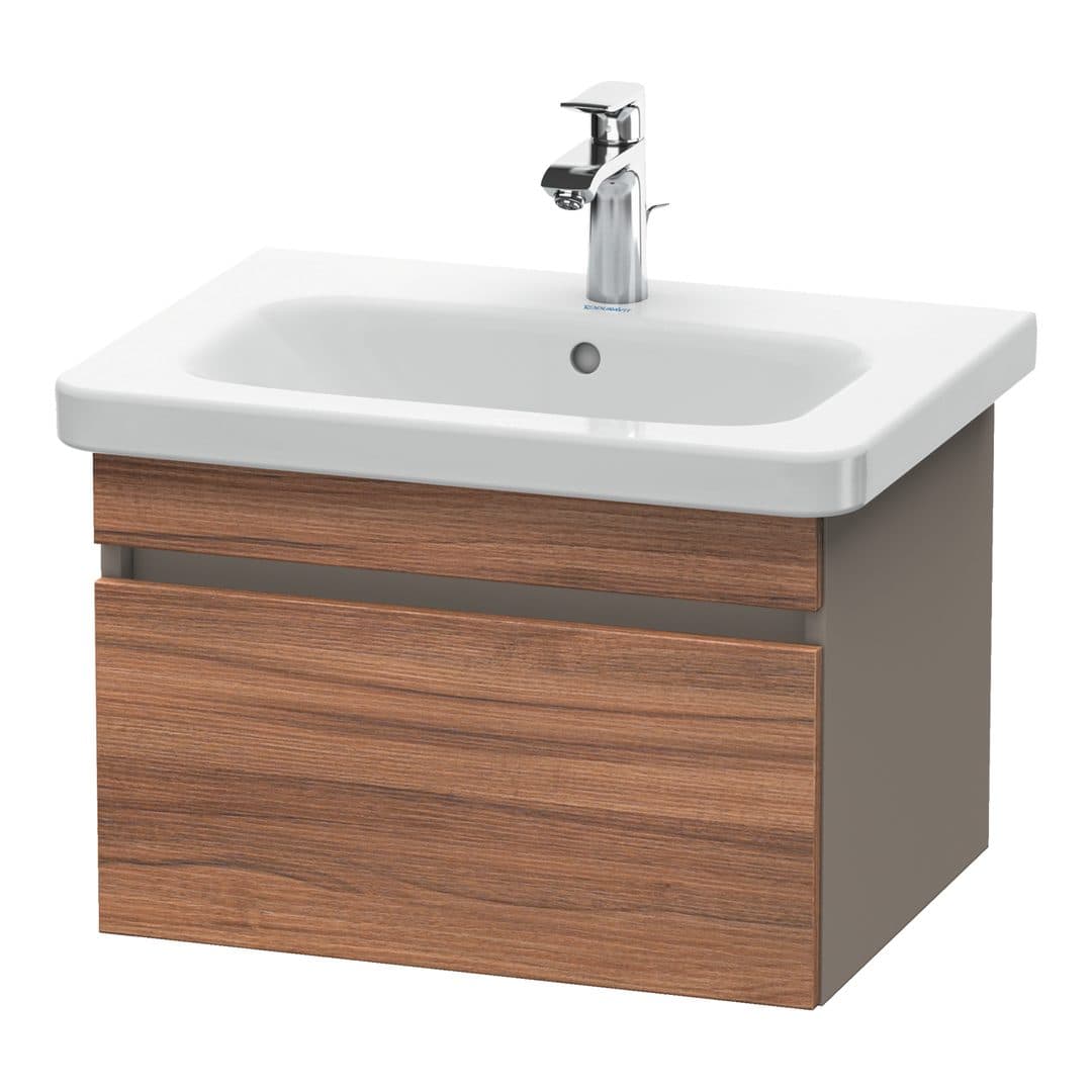 Duravit DuraStyle – Έπιπλο Νιπτήρα – 580 mm, 1 συρτάρι, νιπτήρας κέντρο, σώμα Basalte Matt – Walnut Matt, Decor (DS638007943)