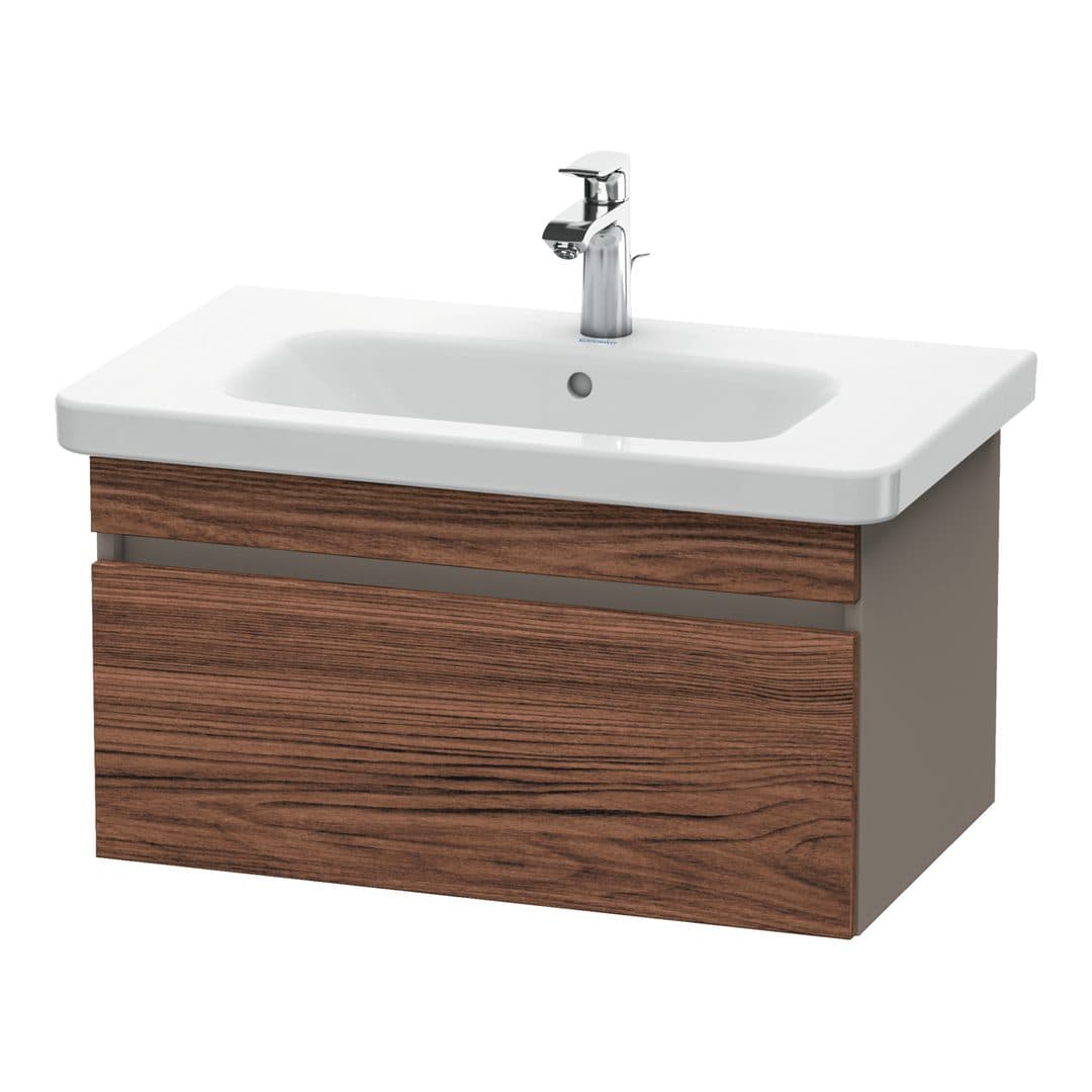 Duravit DuraStyle – Έπιπλο Νιπτήρα – 730 mm, 1 συρτάρι, νιπτήρας κέντρο, σώμα Basalte Matt – Walnut dark Matt, Decor (DS638102143)
