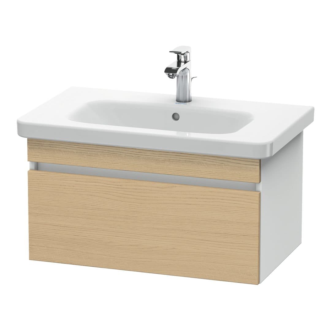 Duravit DuraStyle – Έπιπλο Νιπτήρα – 730 mm, 1 συρτάρι, νιπτήρας κέντρο, σώμα White Matt – Natural oak, Decor (DS638103018)