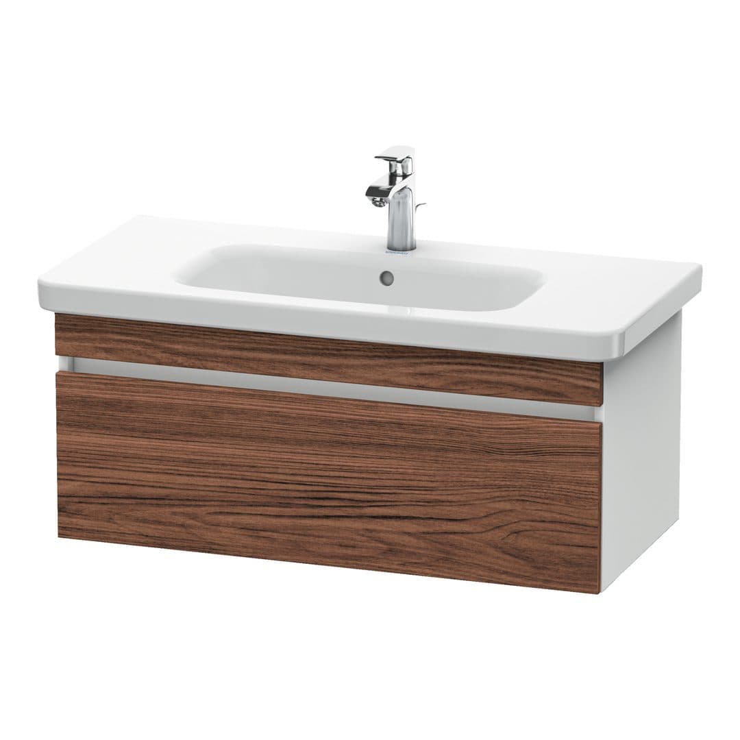 Duravit DuraStyle – Έπιπλο Νιπτήρα – 930 mm, 1 συρτάρι, νιπτήρας κέντρο, σώμα White Matt – Walnut dark Matt, Decor (DS638202118)