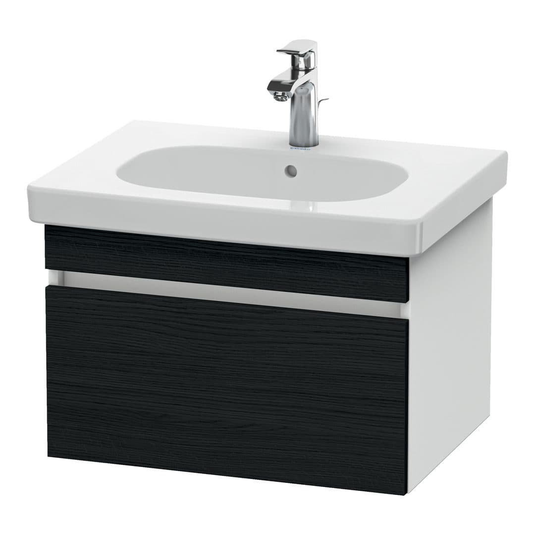Duravit DuraStyle – Έπιπλο Νιπτήρα – 600 mm, 1 συρτάρι, νιπτήρας κέντρο, σώμα White Matt – Black oak Matt, Decor (DS638301618)