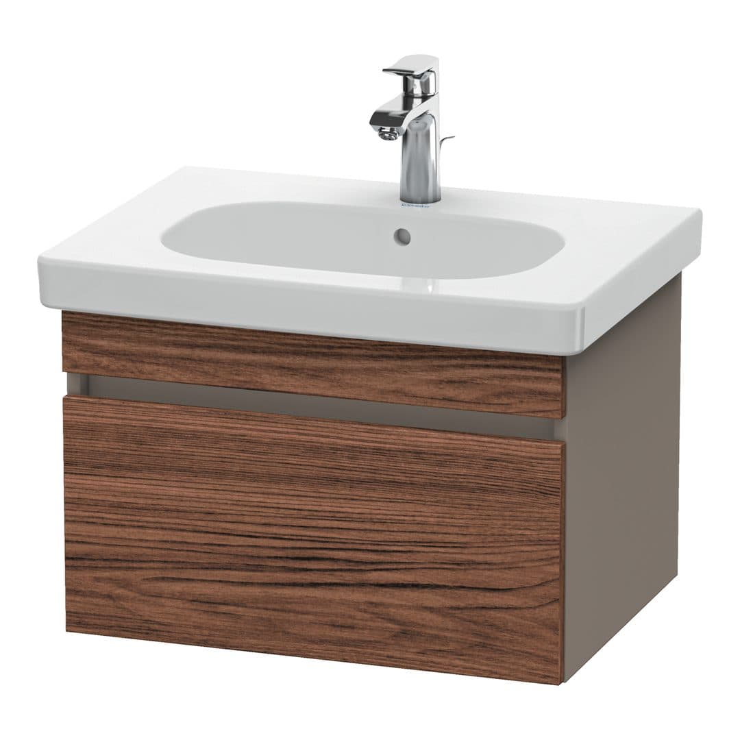 Duravit DuraStyle – Έπιπλο Νιπτήρα – 600 mm, 1 συρτάρι, νιπτήρας κέντρο, σώμα Basalte Matt – Walnut dark Matt, Decor (DS638302143)