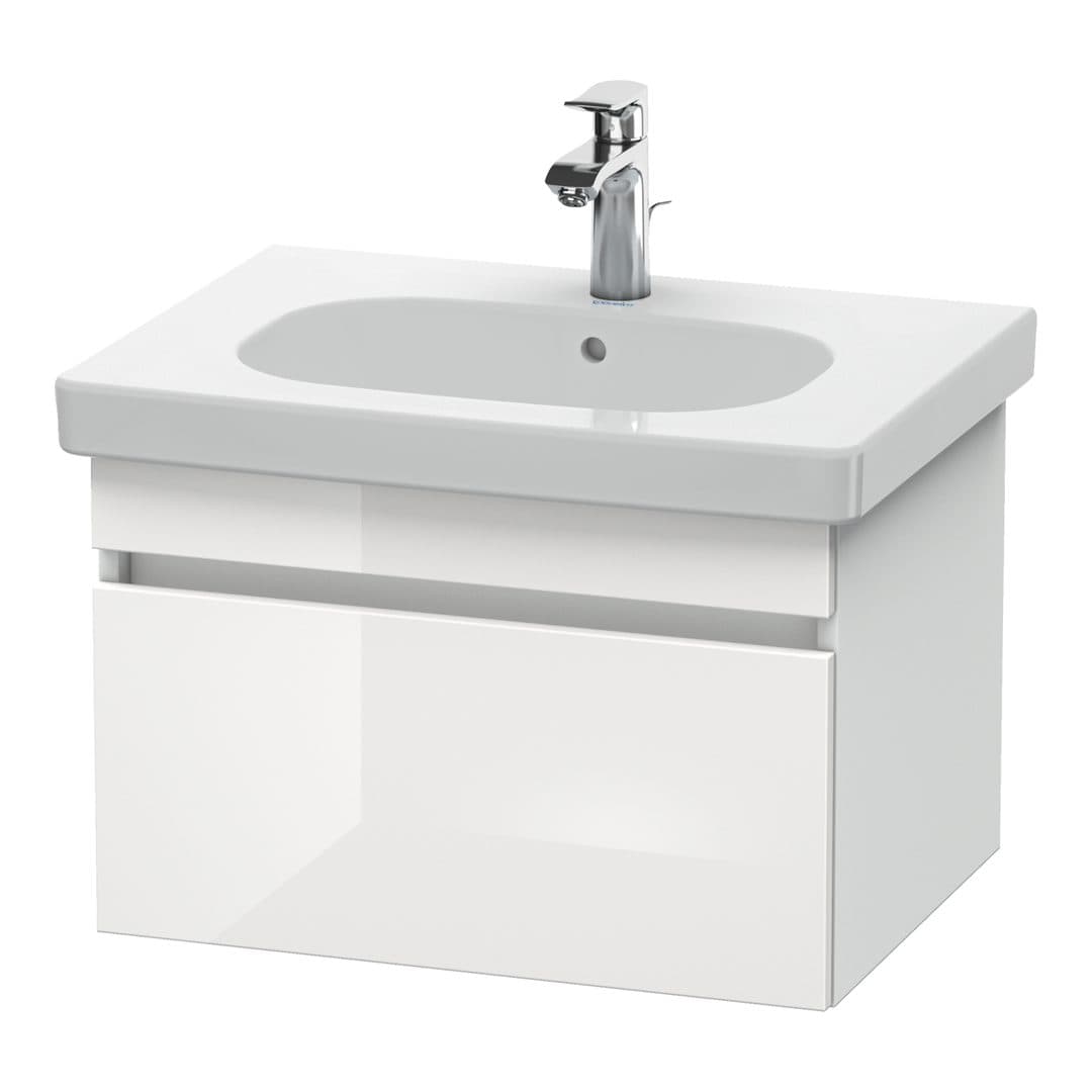 Duravit DuraStyle – Έπιπλο Νιπτήρα – 600 mm, 1 συρτάρι, νιπτήρας κέντρο, White Matt – White High Gloss, Decor (DS638302218)