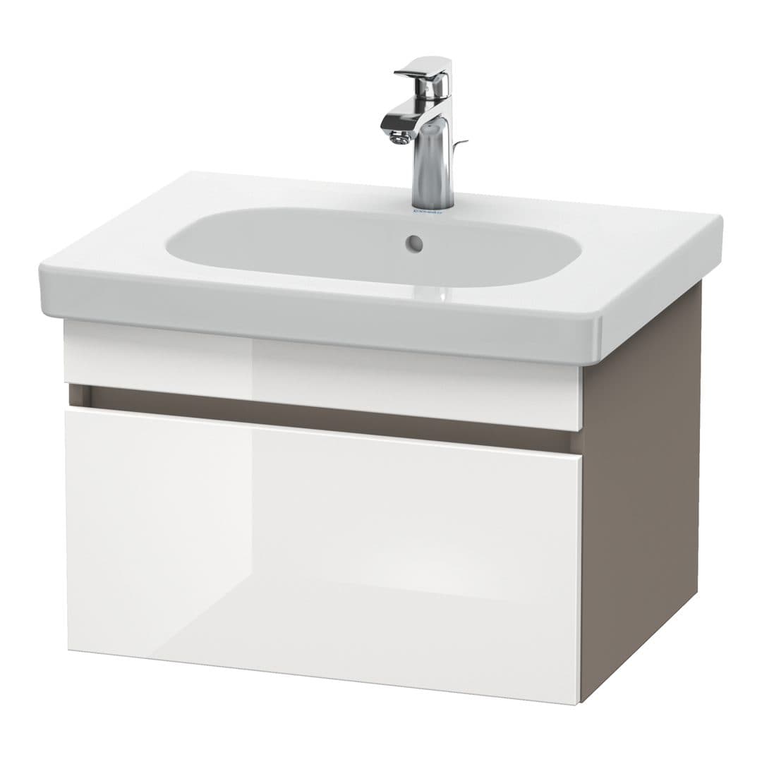 Duravit DuraStyle – Έπιπλο Νιπτήρα – 600 mm, 1 συρτάρι, νιπτήρας κέντρο, σώμα Basalte Matt – White High Gloss, Decor (DS638302243)