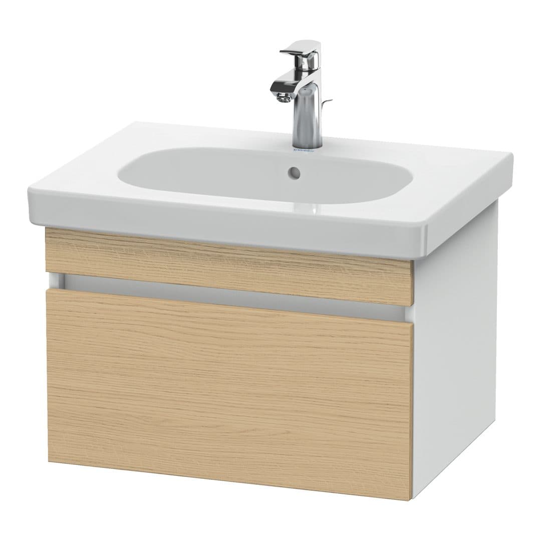 Duravit DuraStyle – Έπιπλο Νιπτήρα – 600 mm, 1 συρτάρι, νιπτήρας κέντρο, σώμα White Matt – Natural oak, Decor (DS638303018)