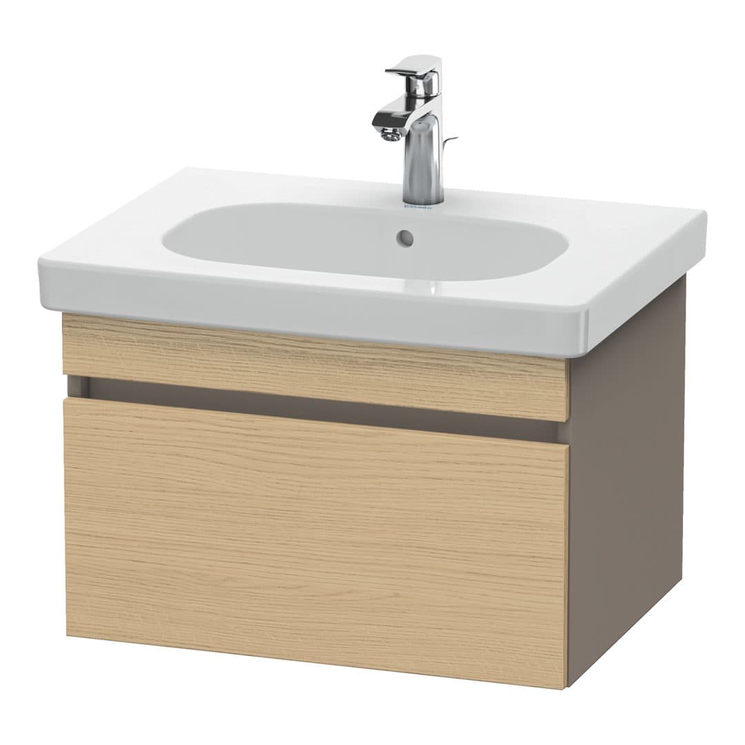 Duravit DuraStyle – Έπιπλο Νιπτήρα – 600 mm, 1 συρτάρι, νιπτήρας κέντρο, σώμα Basalte Matt – Natural oak, Decor (DS638303043)