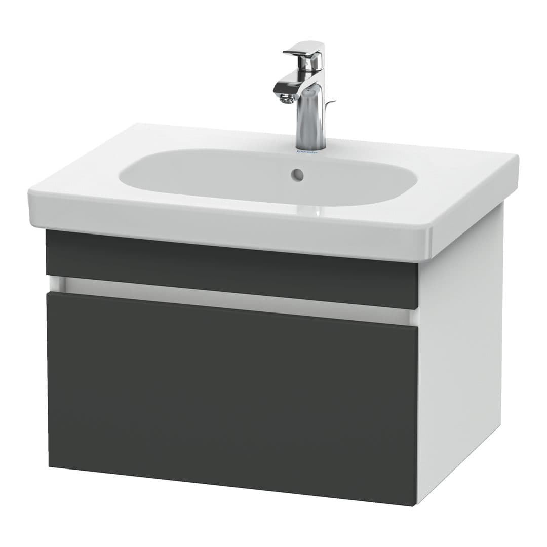 Duravit DuraStyle – Έπιπλο Νιπτήρα – 600 mm, 1 συρτάρι, νιπτήρας κέντρο, σώμα White Matt – Graphite Matt, Decor (DS638304918)