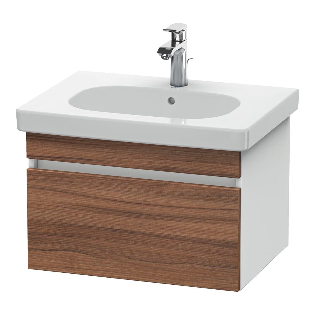 Duravit DuraStyle – Έπιπλο Νιπτήρα – 600 mm, 1 συρτάρι, νιπτήρας κέντρο, σώμα White Matt – Walnut Matt, Decor (DS638307918)