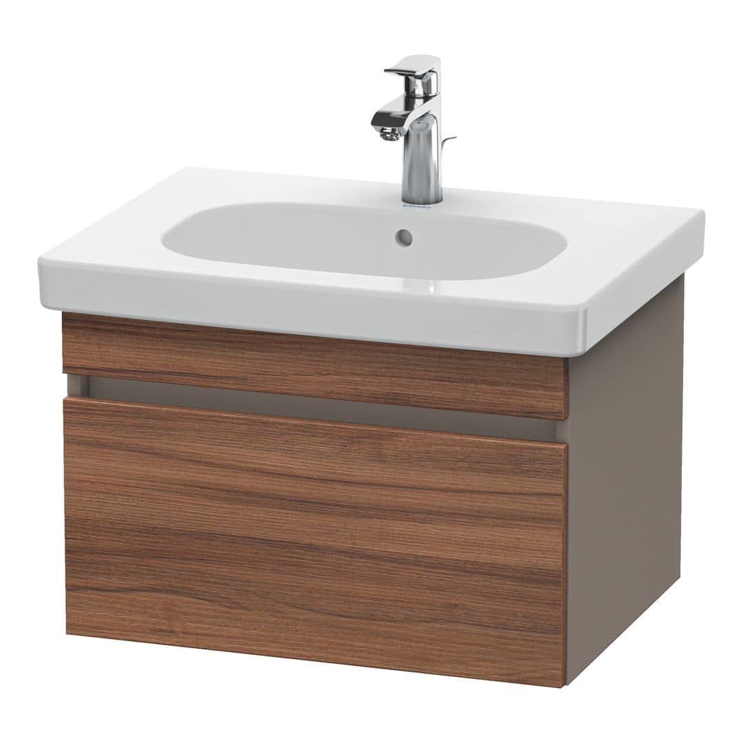 Duravit DuraStyle – Έπιπλο Νιπτήρα – 600 mm, 1 συρτάρι, νιπτήρας κέντρο, σώμα Basalte Matt – Walnut Matt, Decor (DS638307943)