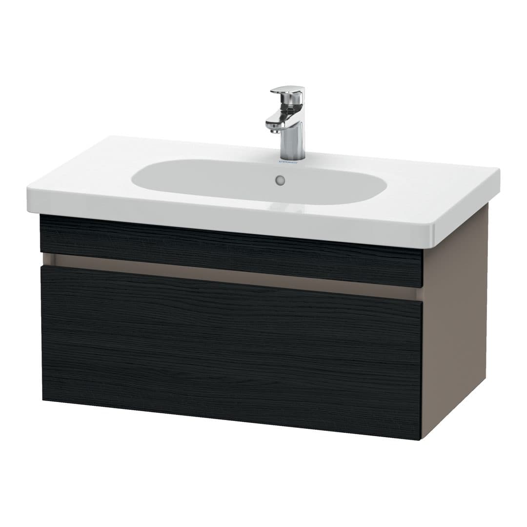 Duravit DuraStyle – Έπιπλο Νιπτήρα – 800 mm, 1 συρτάρι, νιπτήρας κέντρο, σώμα Basalte Matt – Black oak Matt, Decor (DS638401643)