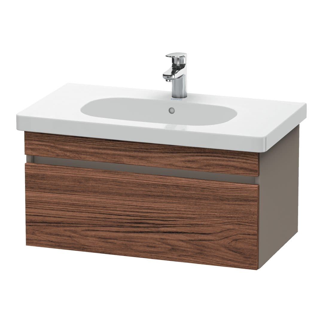 Duravit DuraStyle – Έπιπλο Νιπτήρα – 800 mm, 1 συρτάρι, νιπτήρας κέντρο, σώμα Basalte Matt – Walnut dark Matt, Decor (DS638402143)