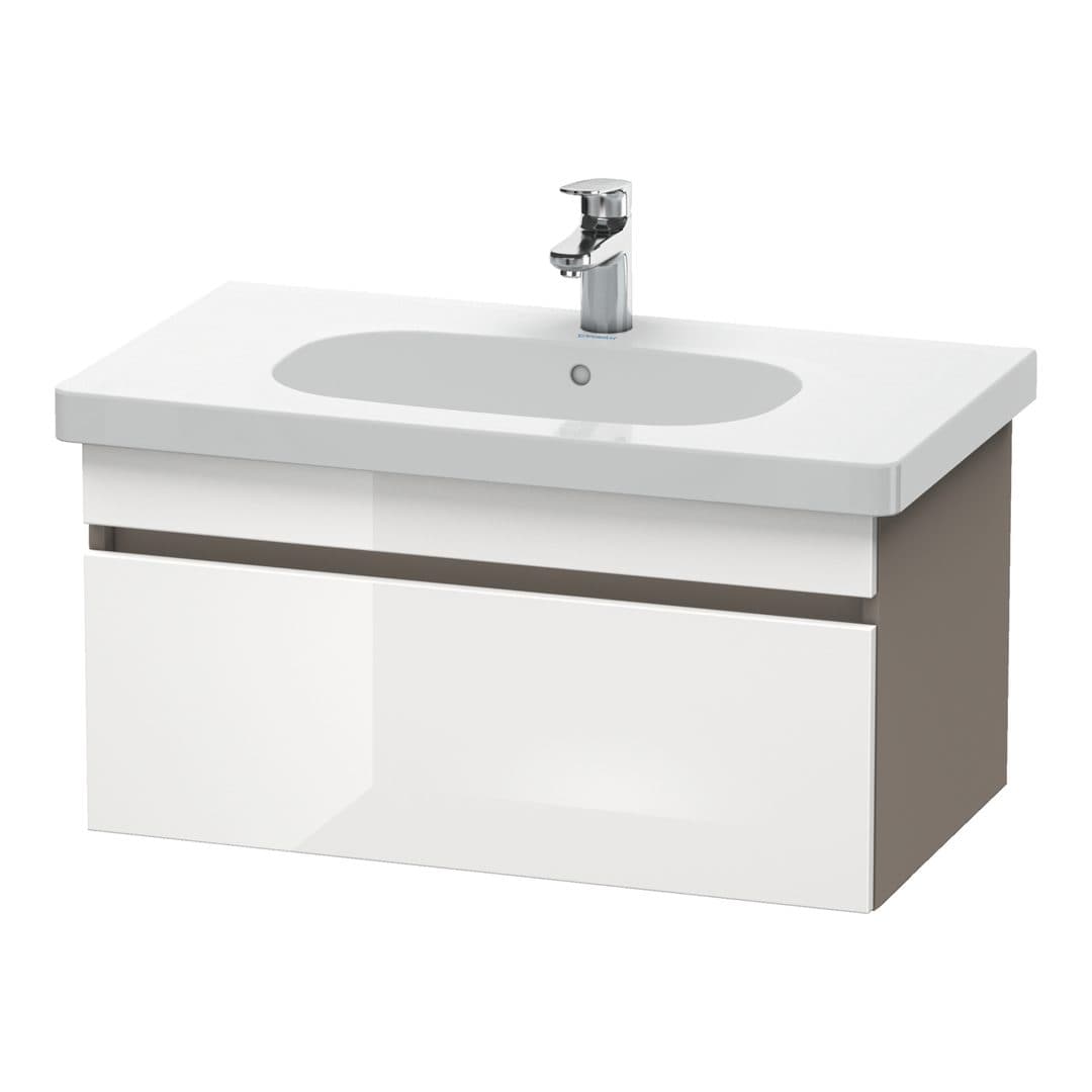 Duravit DuraStyle – Έπιπλο Νιπτήρα – 800 mm, 1 συρτάρι, νιπτήρας κέντρο, σώμα Basalte Matt – White High Gloss, Decor (DS638402243)