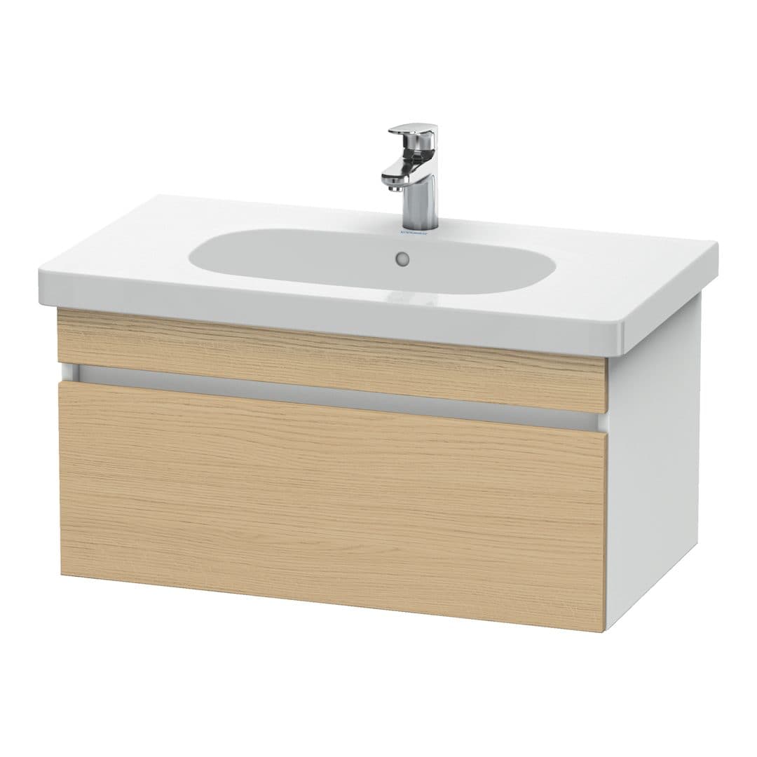 Duravit DuraStyle – Έπιπλο Νιπτήρα – 800 mm, 1 συρτάρι, νιπτήρας κέντρο, σώμα White Matt – Natural oak, Decor (DS638403018)