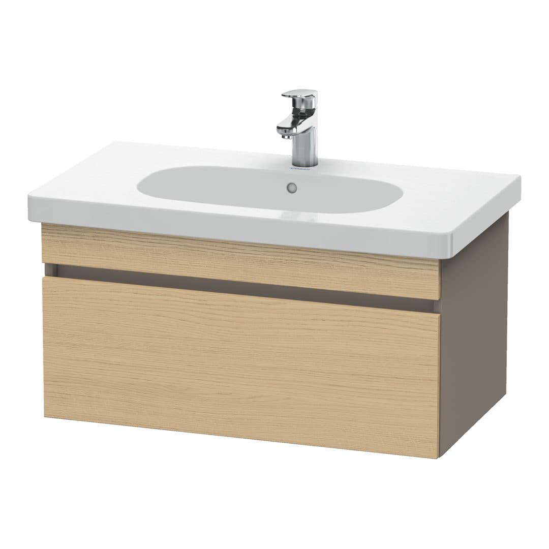 Duravit DuraStyle – Έπιπλο Νιπτήρα – 800 mm, 1 συρτάρι, νιπτήρας κέντρο, σώμα Basalte Matt – Natural oak, Decor (DS638403043)