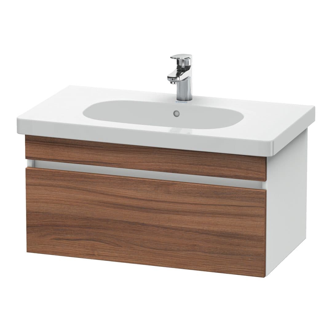 Duravit DuraStyle – Έπιπλο Νιπτήρα – 800 mm, 1 συρτάρι, νιπτήρας κέντρο, σώμα White Matt – Walnut Matt, Decor (DS638407918)