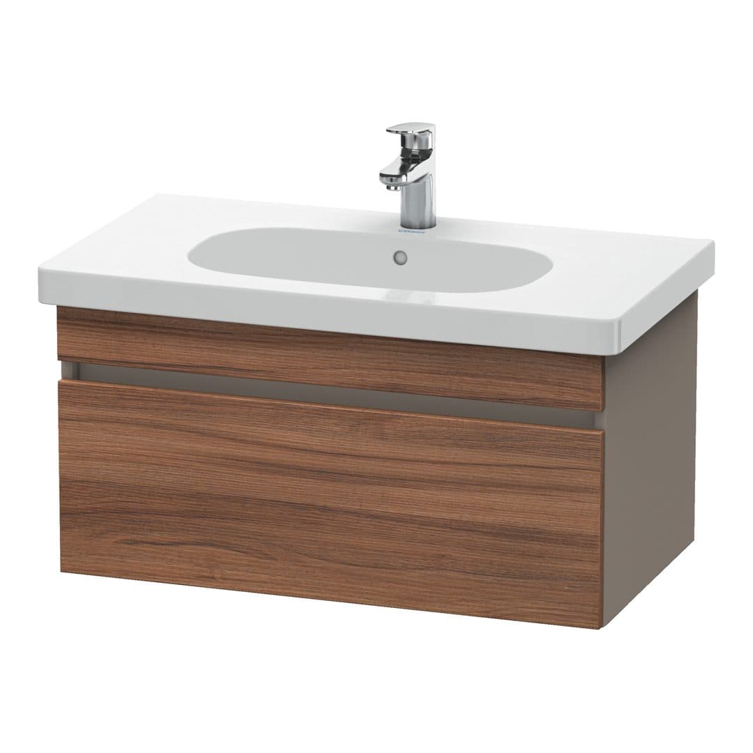 Duravit DuraStyle – Έπιπλο Νιπτήρα – 800 mm, 1 συρτάρι, νιπτήρας κέντρο, σώμα Basalte Matt – Walnut Matt, Decor (DS638407943)