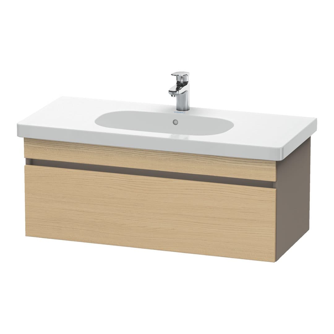 Duravit DuraStyle – Έπιπλο Νιπτήρα – 1000 mm, 1 συρτάρι, νιπτήρας κέντρο, σώμα Basalte Matt – Natural oak, Decor (DS638503043)