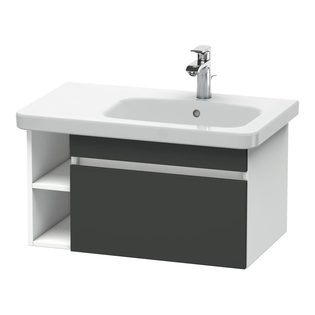 Duravit DuraStyle – Έπιπλο Νιπτήρα – 730 mm, 1 συρτάρι, νιπτήρας δεξιά, σώμα White Matt – Graphite Matt, Decor (DS639304918)
