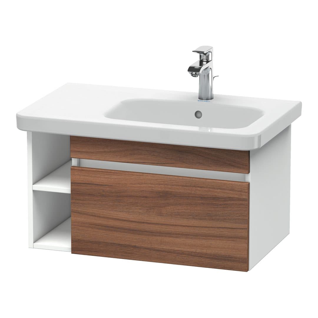 Duravit DuraStyle – Έπιπλο Νιπτήρα – 730 mm, 1 συρτάρι, νιπτήρας δεξιά, σώμα White Matt – Walnut Matt, Decor (DS639307918)