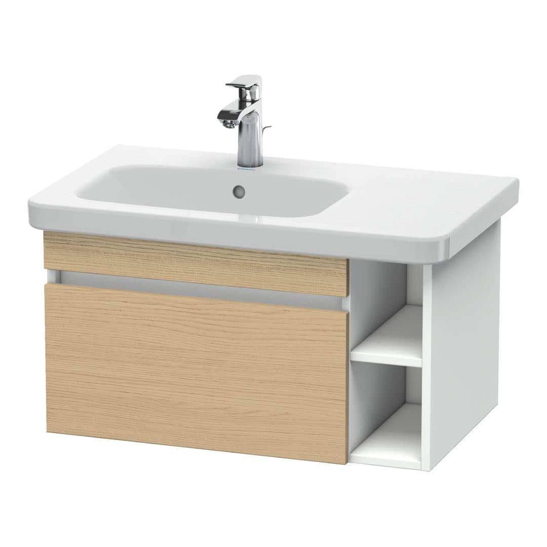 Duravit DuraStyle – Έπιπλο Νιπτήρα – 730 mm, 1 συρτάρι, νιπτήρας αριστερά, σώμα White Matt – Natural oak, Decor (DS639403018)